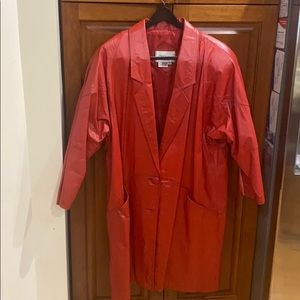 Woman’s red  genuine leather light coat